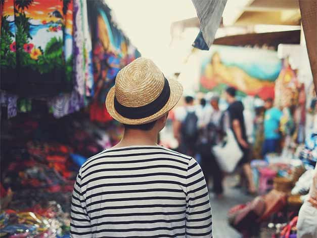 A tourist in a cultural event